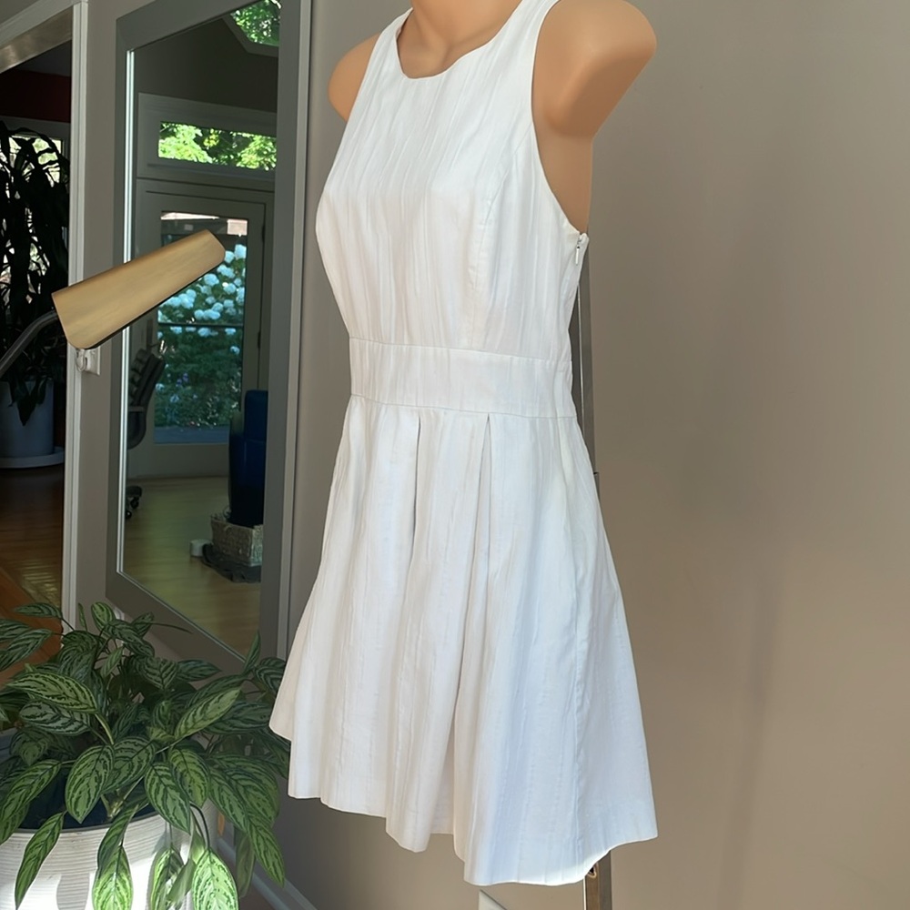 Armani Exchange white school girl dress, fully lined, sz 4 w/criss cross straps